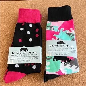 State of Mind Unisex Socks - Black, Pink, and Green